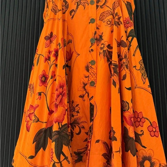Anthropologie Floral Orange Skirt - Picture 2 of 4